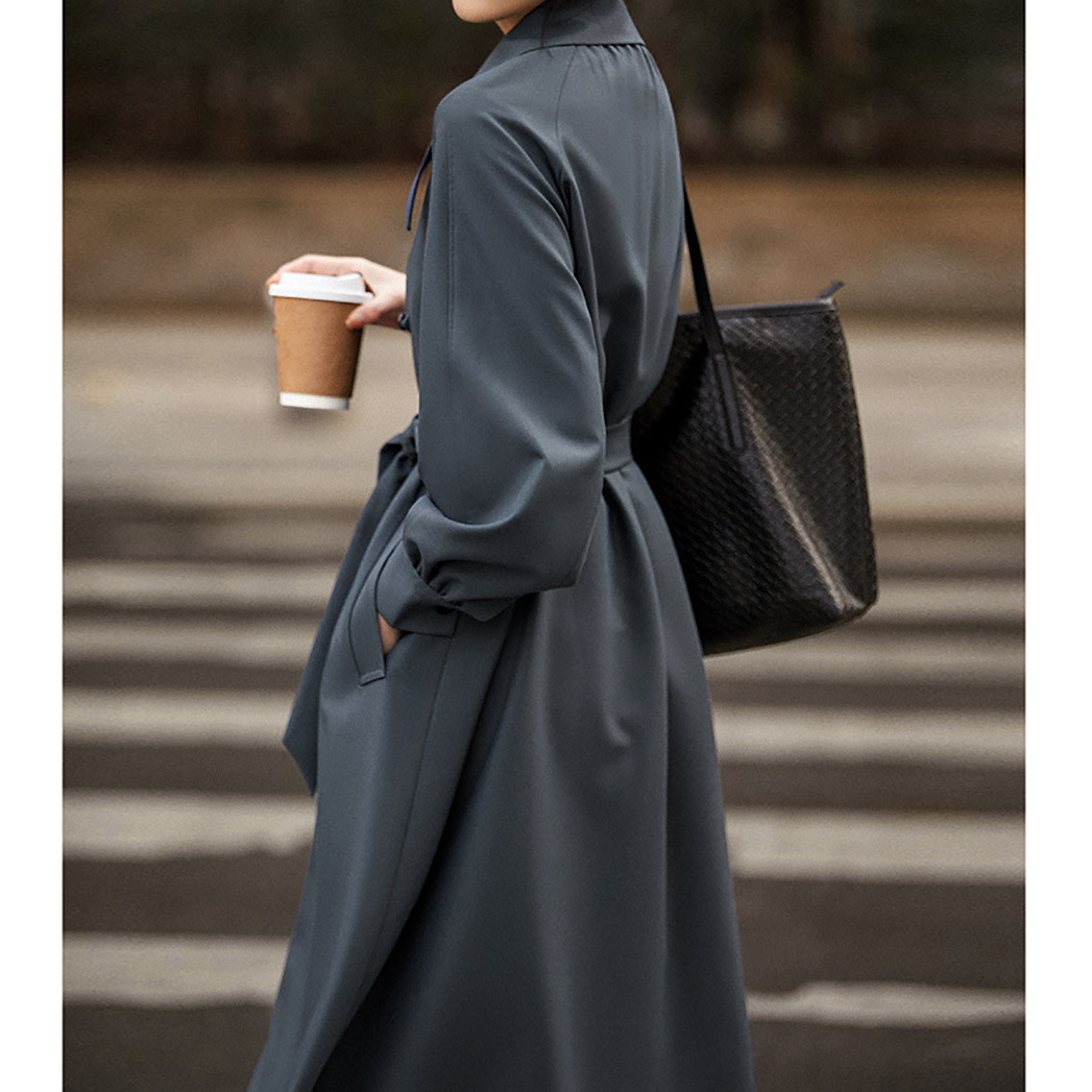 灯笼袖风衣女士 2026新款春秋款装中长款 女款 外套韩版女装批发