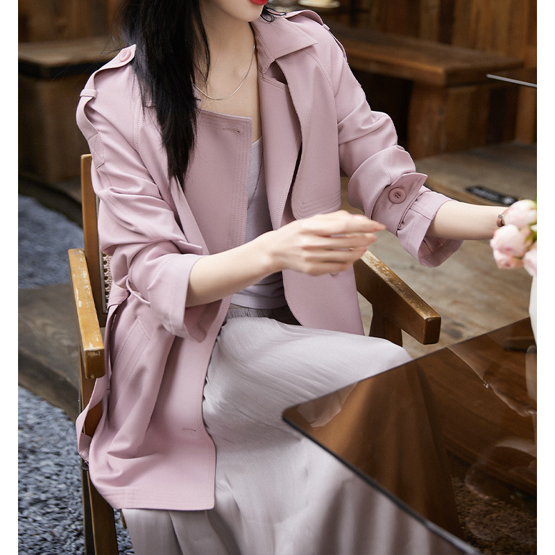 温柔滤镜 风衣女高级感粉色/米白色短款外套 2026春秋季女装新款