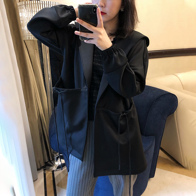 连帽风衣女士2026年新款春款短款小个子初春款薄款外套潮黑色女装